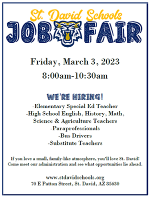 St. David Schools Job Fair Flyer